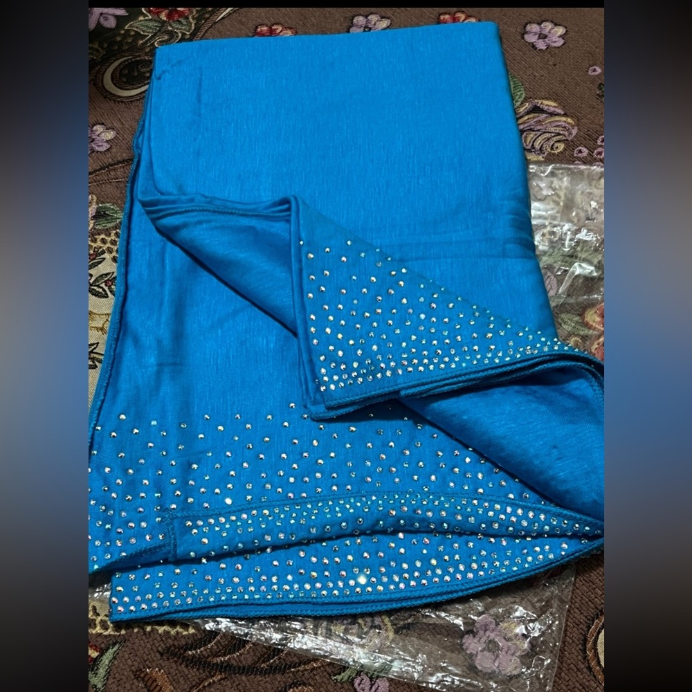 Hijab Jersey Made in Dubai UAE Blue with sparkly Design